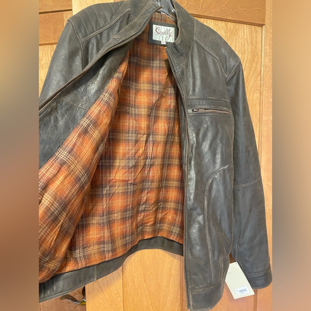 NWT Scully Leather Lined Men’s Jacket  Brown Sz XL